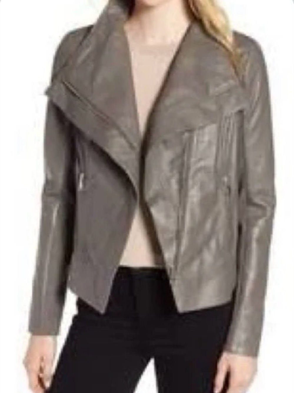Trouvé - 100% Leather Women’s Draped Moto Jacket